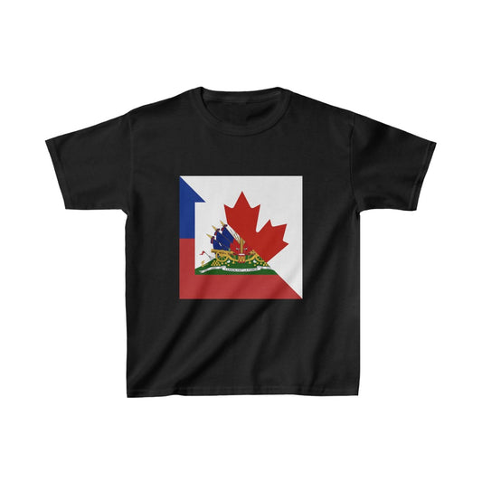 Kids Haitian Canadian Flag | Half Haiti Canada Canadien T-Shirt | Unisex Tee Shirt