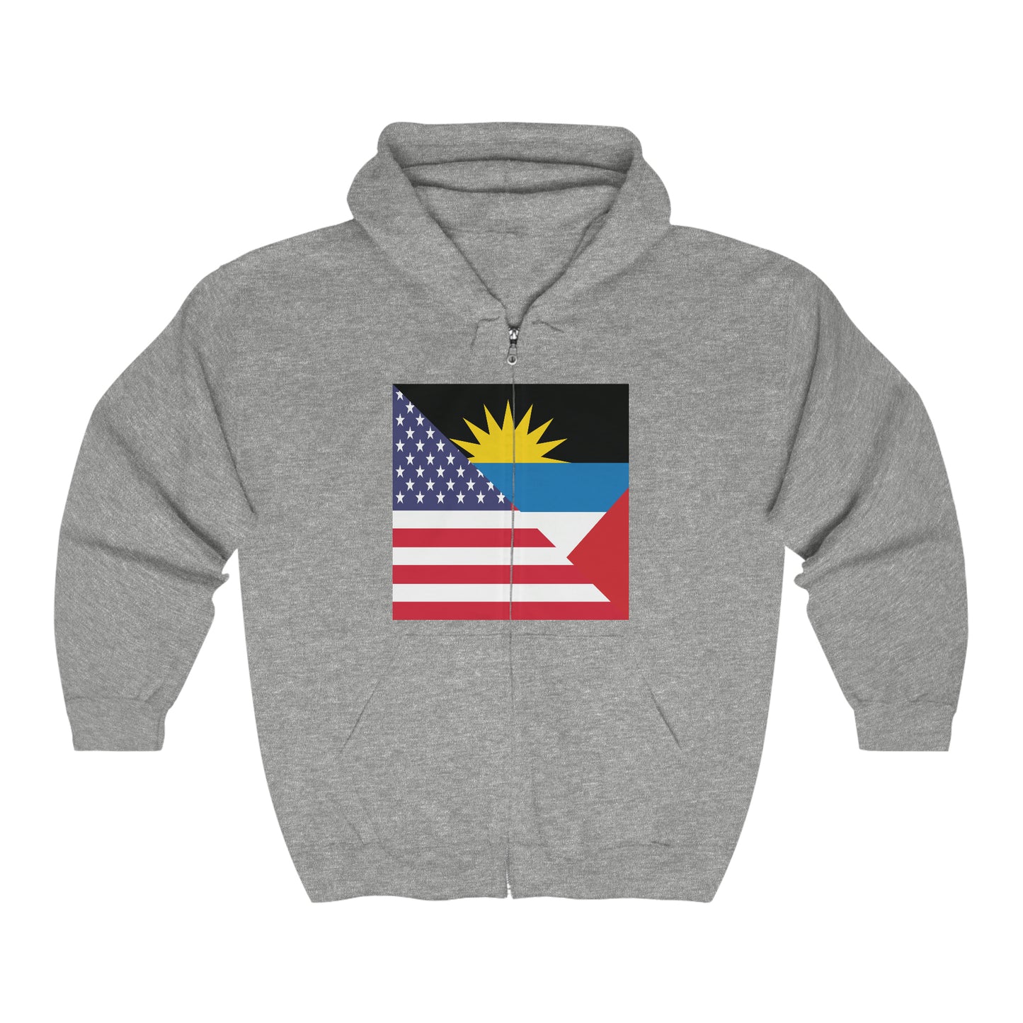 Antigua and Barbuda American Flag Antiguan USA Zip Hoodie | Hooded Sweatshirt