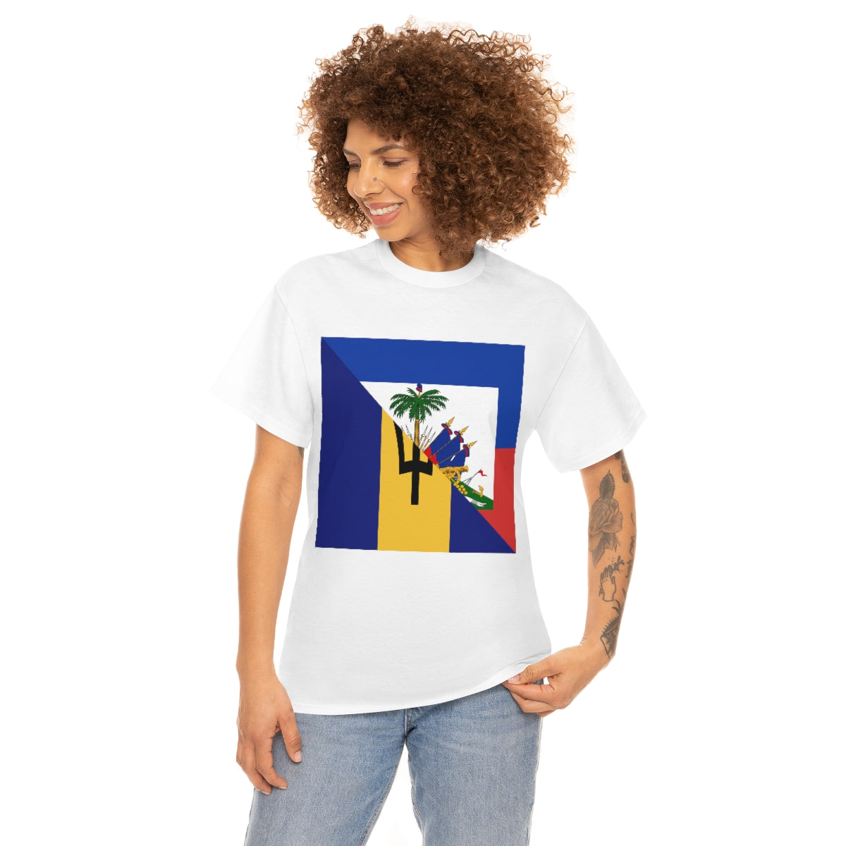 Haitian Bajan Flag Half Haiti Barbados T-Shirt | Unisex Tee Shirt