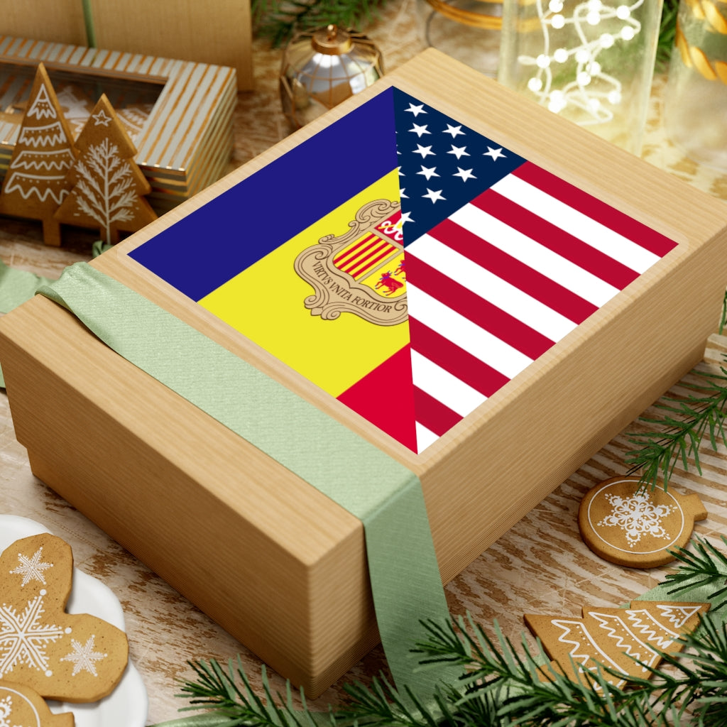 Andorran American Flag Sticker | Andorra USA