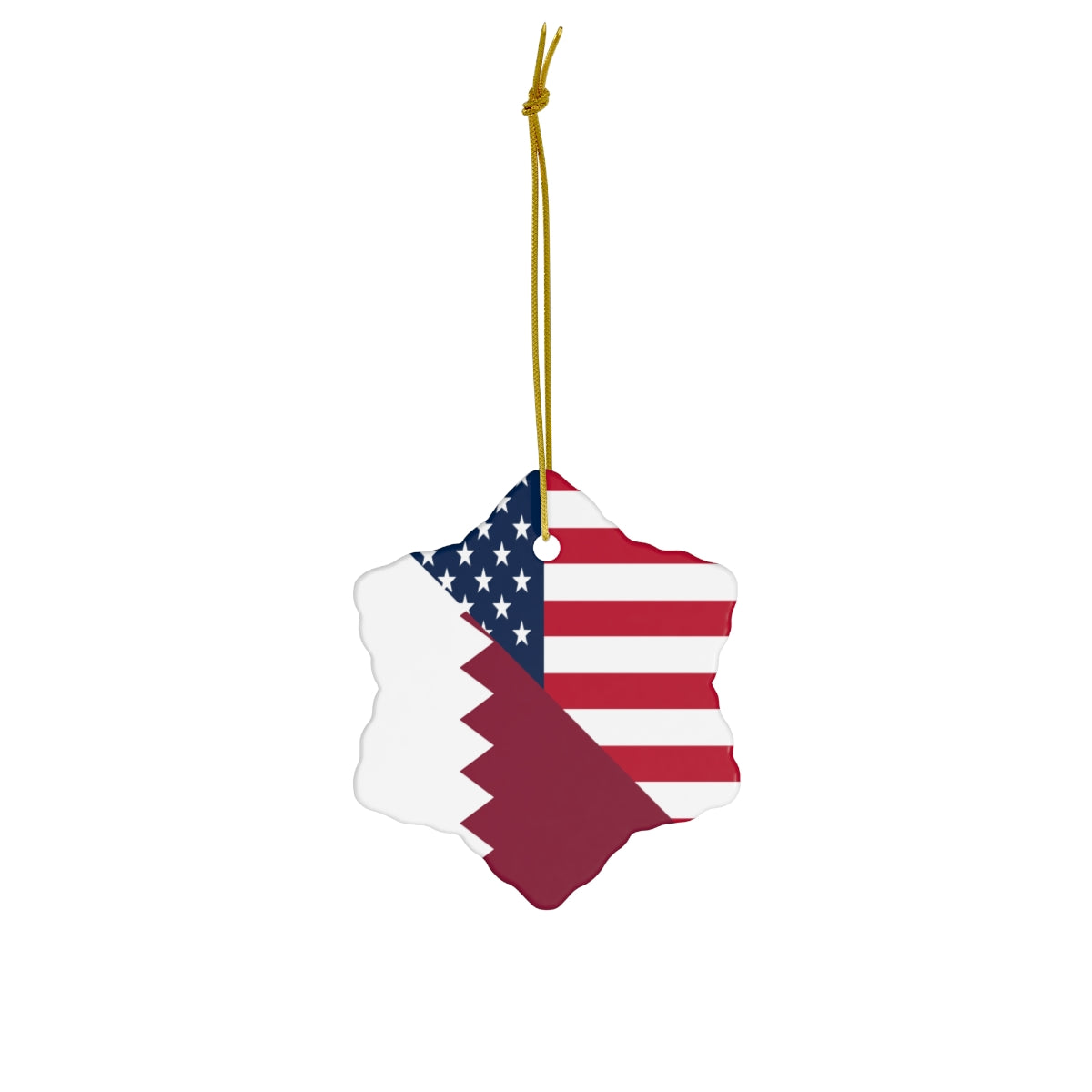 Qatar American Flag Ceramic Ornaments | Qatari USA Christmas Tree