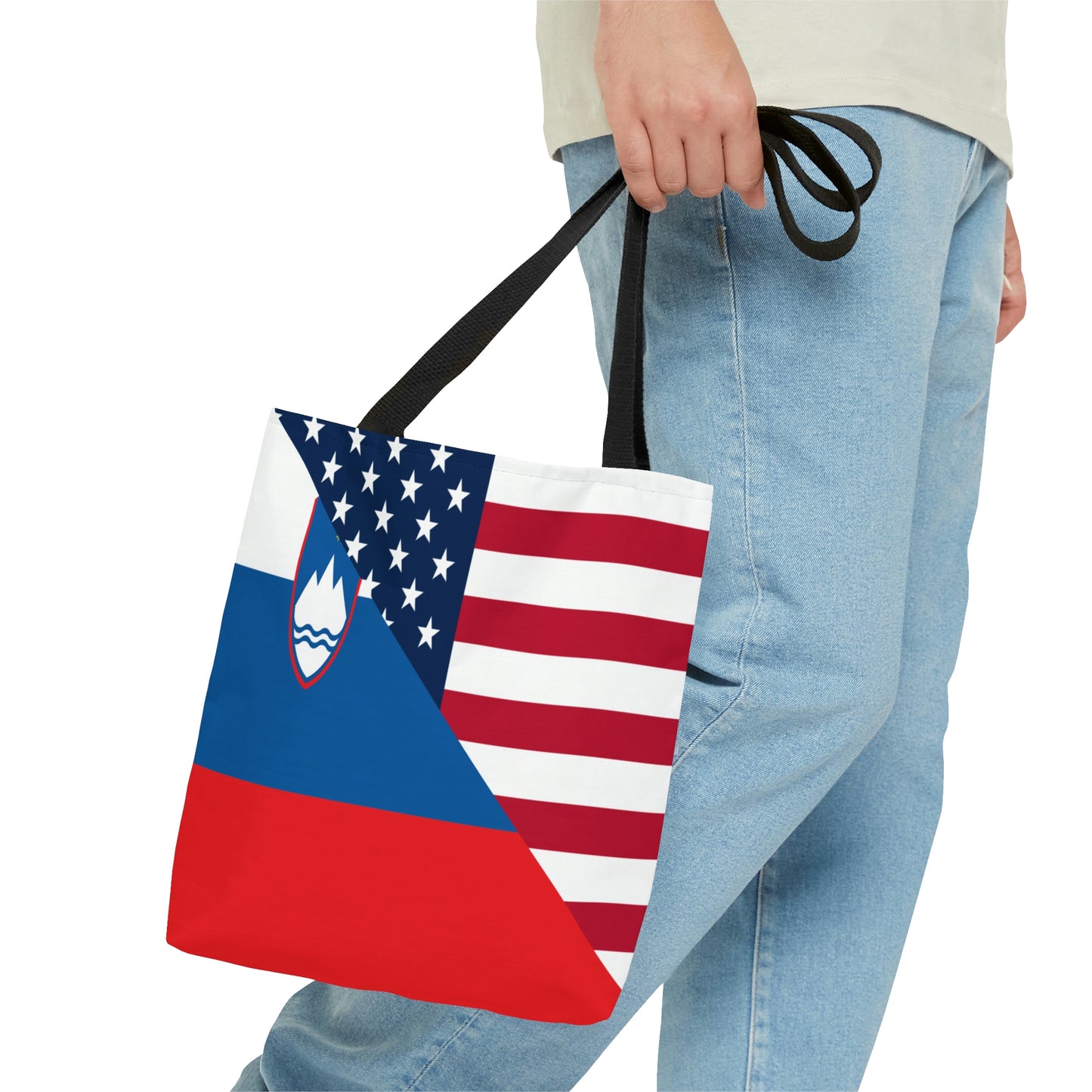 Slovenia American Flag Half Slovenian USA Tote Bag | Shoulder Bag