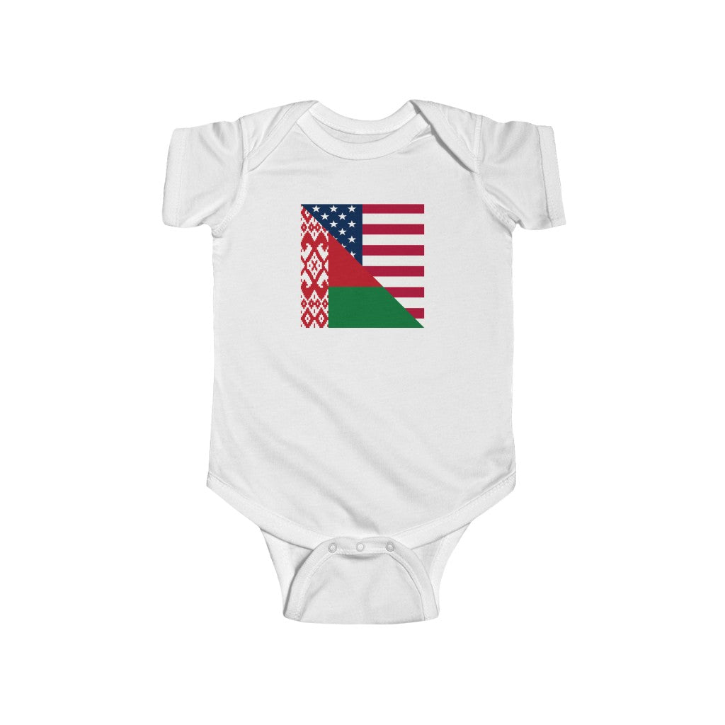 Belarusian American Flag Baby Bodysuit | Unisex Belarus USA