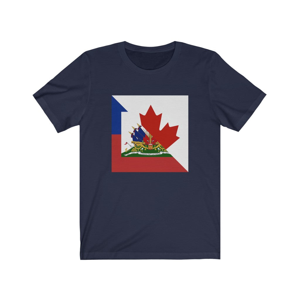 Half Haitian Canadian Flag Tee | Haiti Canada T-Shirt