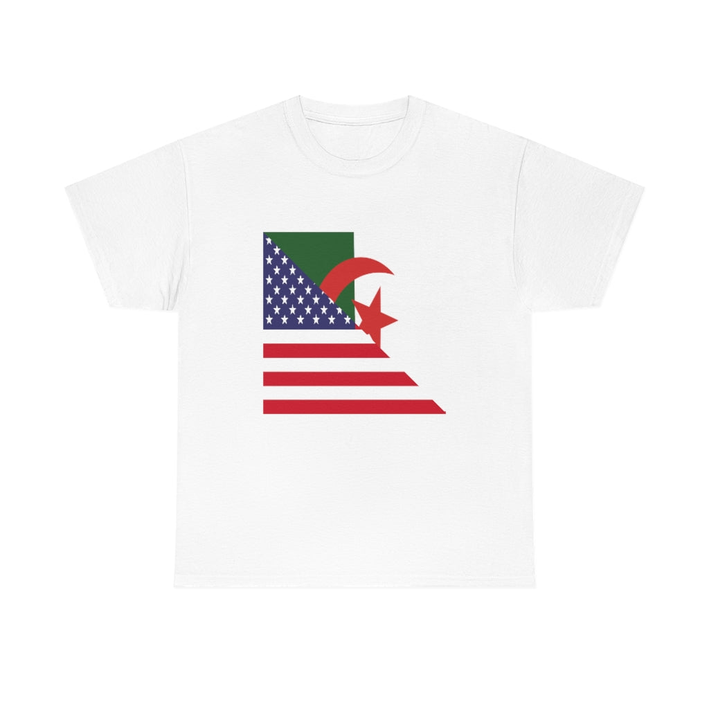 Algerian American Flag Tee Shirt | Algeria USA Tshirt