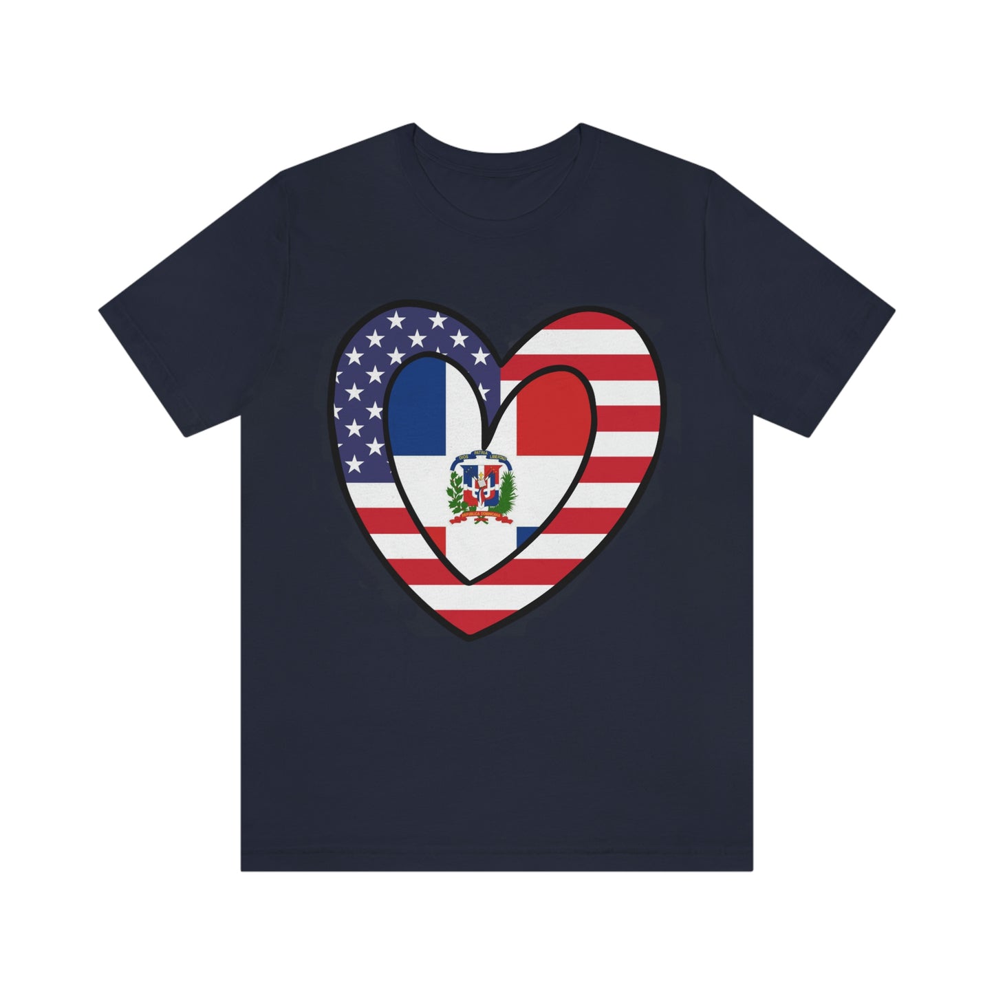 Dominican Republic American Heart Valentines Day Gift Tee Shirt | Half Dominicano USA Flag T-Shirt