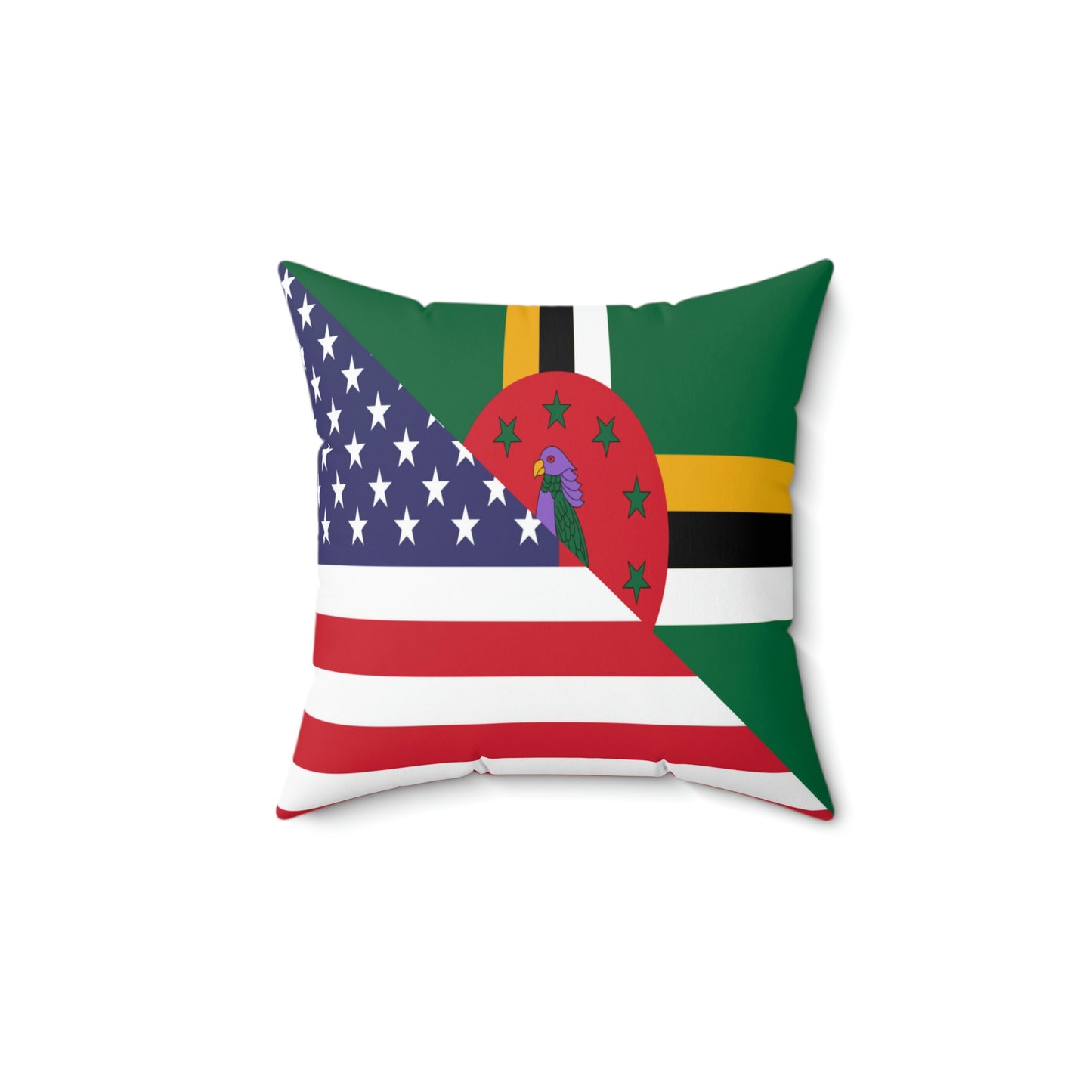 Dominican American Flag Dominica USA Half Spun Polyester Square Pillow