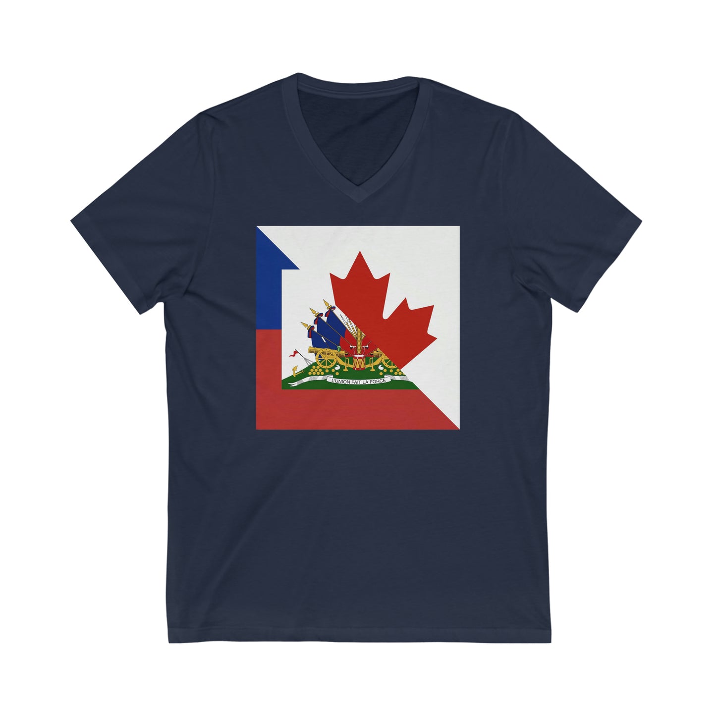 Haitian Canadian Flag | Half Haiti Canada Canadien V-Neck T-Shirt | Unisex Vee Shirt