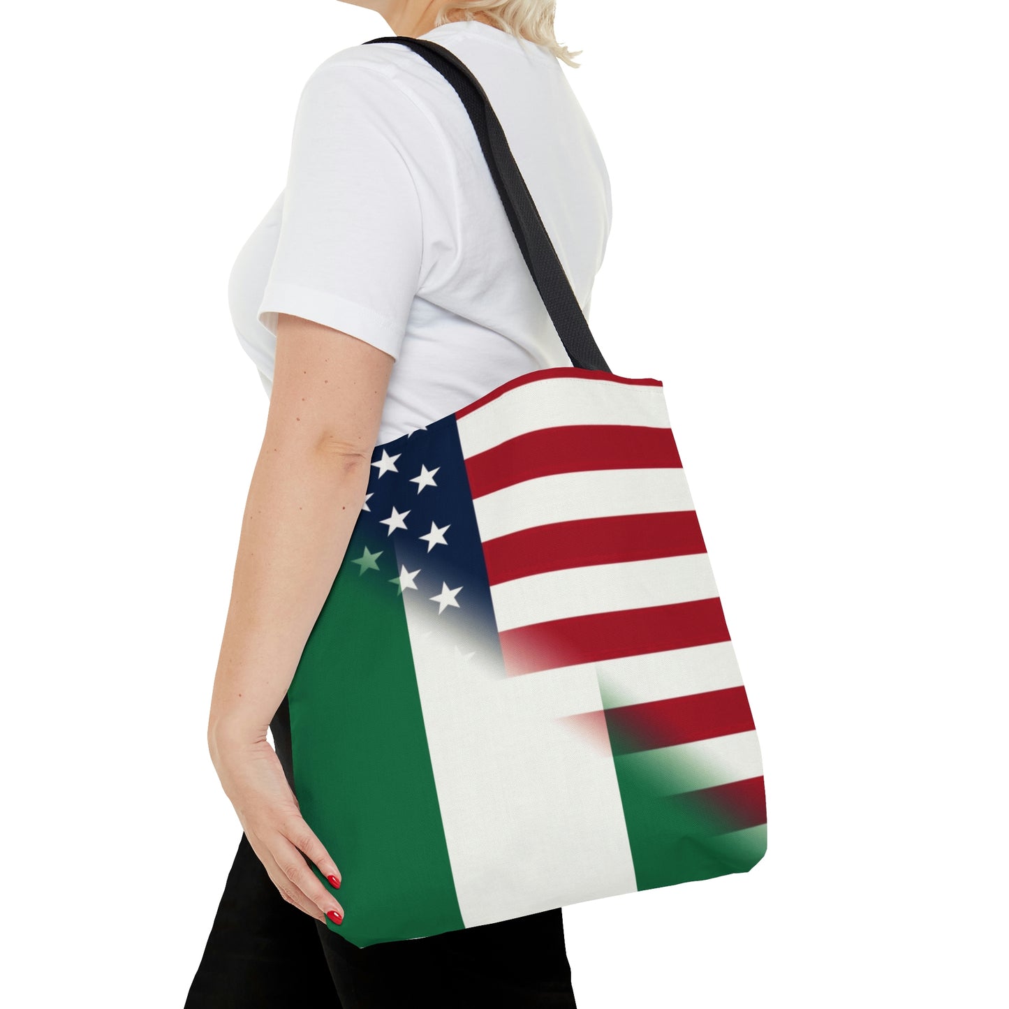 Nigeria America Flag | United States Half Nigerian Tote Bag | Shoulder Bag