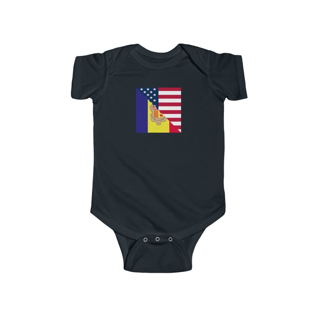 Andorran American Flag Baby Bodysuit | Andorra USA Clothing