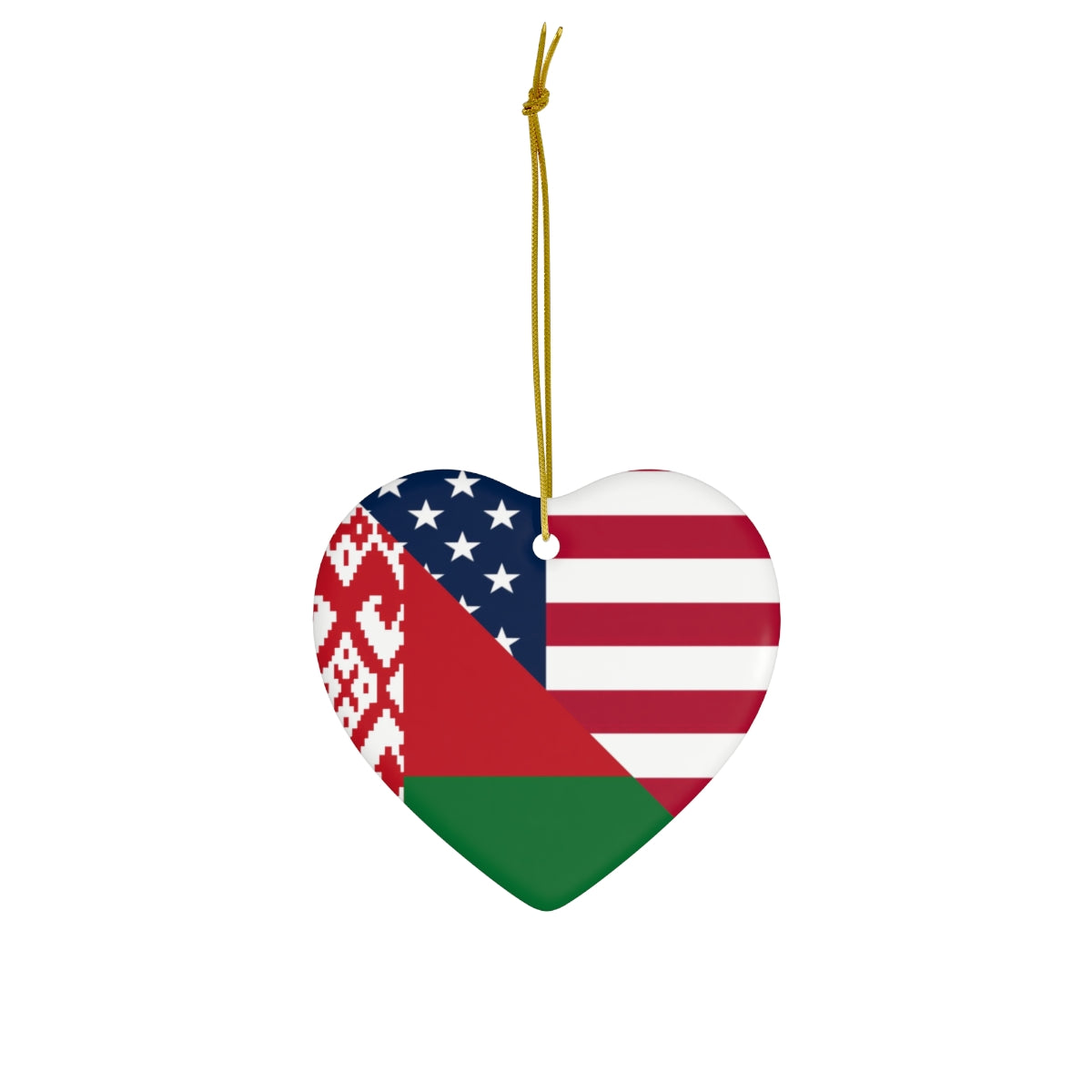 Belarus American Flag Ceramic Ornaments | Belarusian USA Christmas Tree