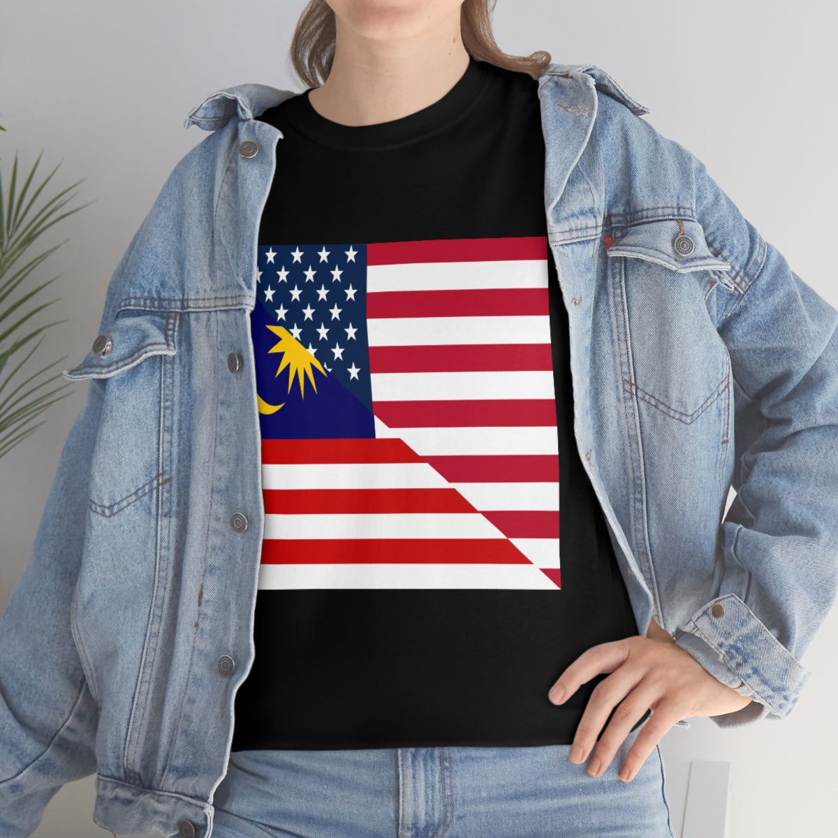 Malaysia American Flag Half Malaysian USA  T-Shirt | Unisex Tee Shirt