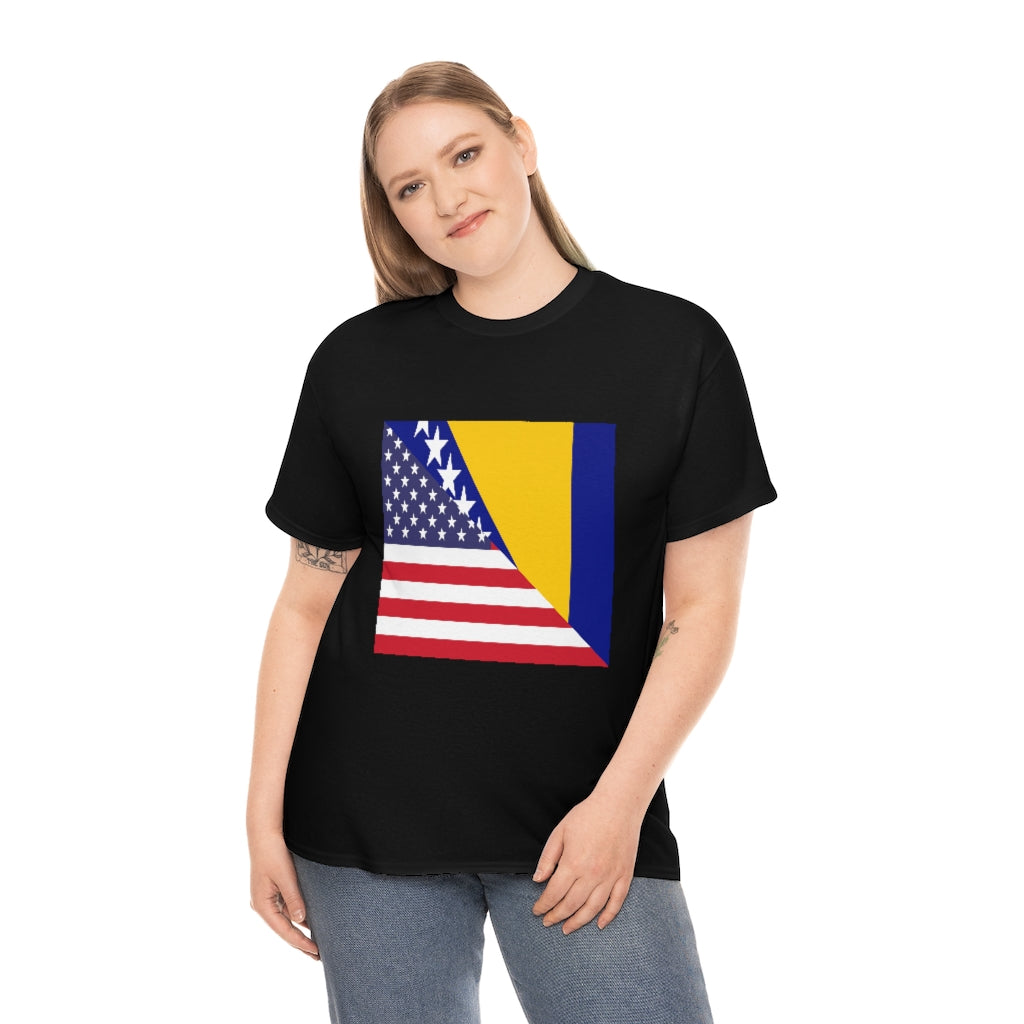 Bosnia and Herzegovina American Flag Tee Shirt | Bosnia USA Tshirt