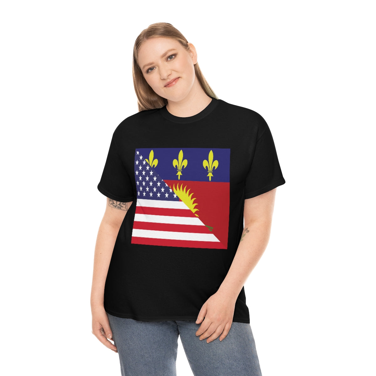 Guadeloupe American Flag Half Guadeloupean USA T-Shirt | Unisex Tee Shirt