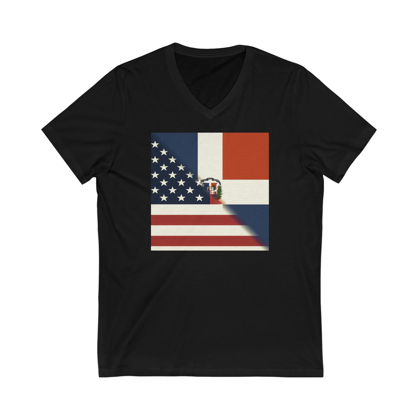 Dominican Republic America Flag | US D.R. V-Neck T-Shirt | Unisex Vee Shirt