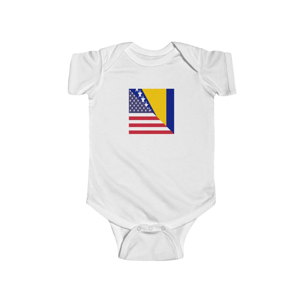 Bosnia and Herzegovina American Flag Baby Bodysuit | Bosnia USA Newborn