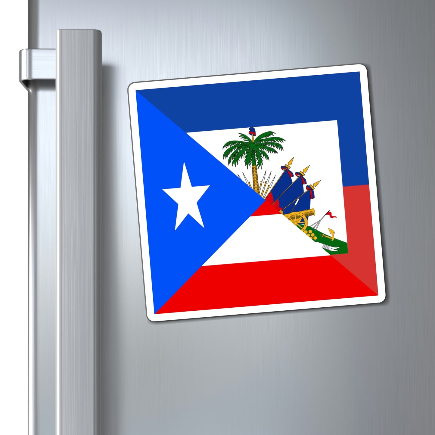 Puerto Rican Haitian Flag Half PR Haiti Magnet