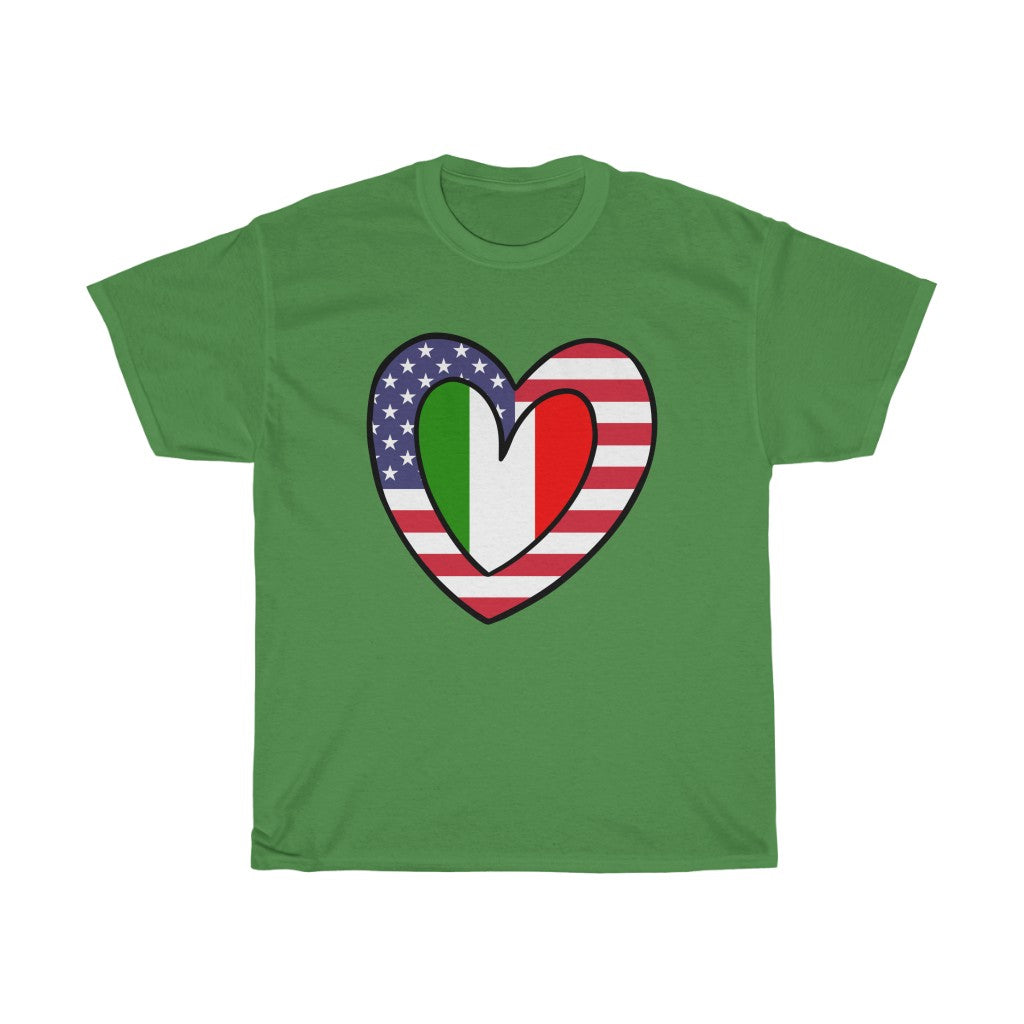 American Italian Flag Inner Heart Tee | Unisex Italy USA Shirt