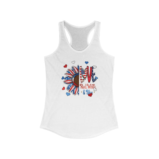 Red White Blue Love Racerback Tank Top | Women’s USA Flag Apparel