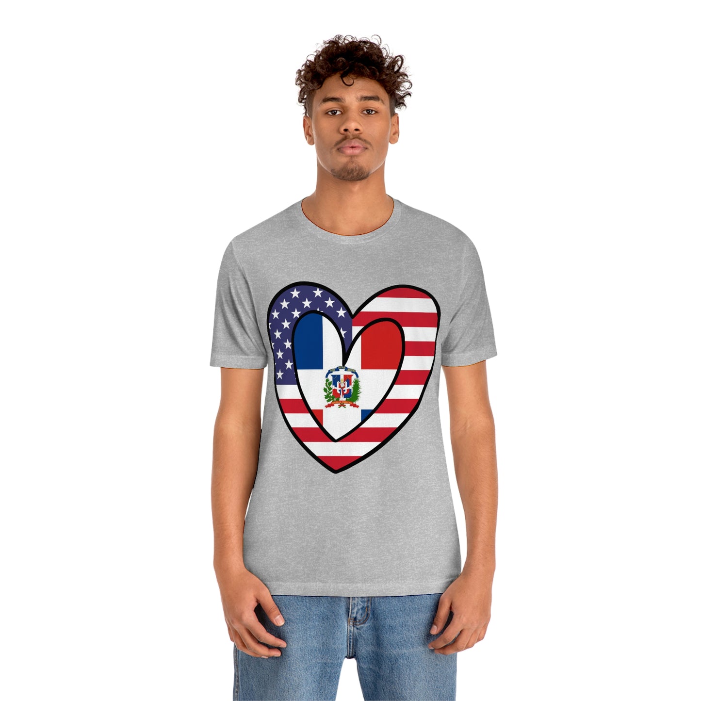 Dominican Republic American Heart Valentines Day Gift Tee Shirt | Half Dominicano USA Flag T-Shirt