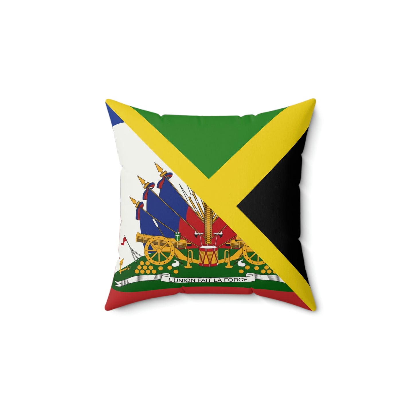 Haitian Jamaican Flag | Half Jamaica Haiti Spun Polyester Square Pillow