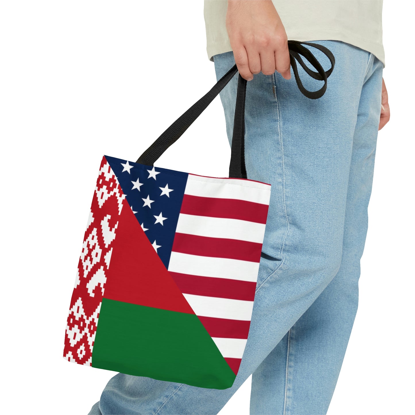 Belarus American Flag Half USA Tote Bag | Shoulder Bag