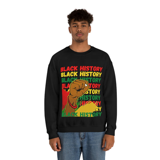 Black History Month Power Fist Crewneck Sweatshirt | Black Excellence African American History