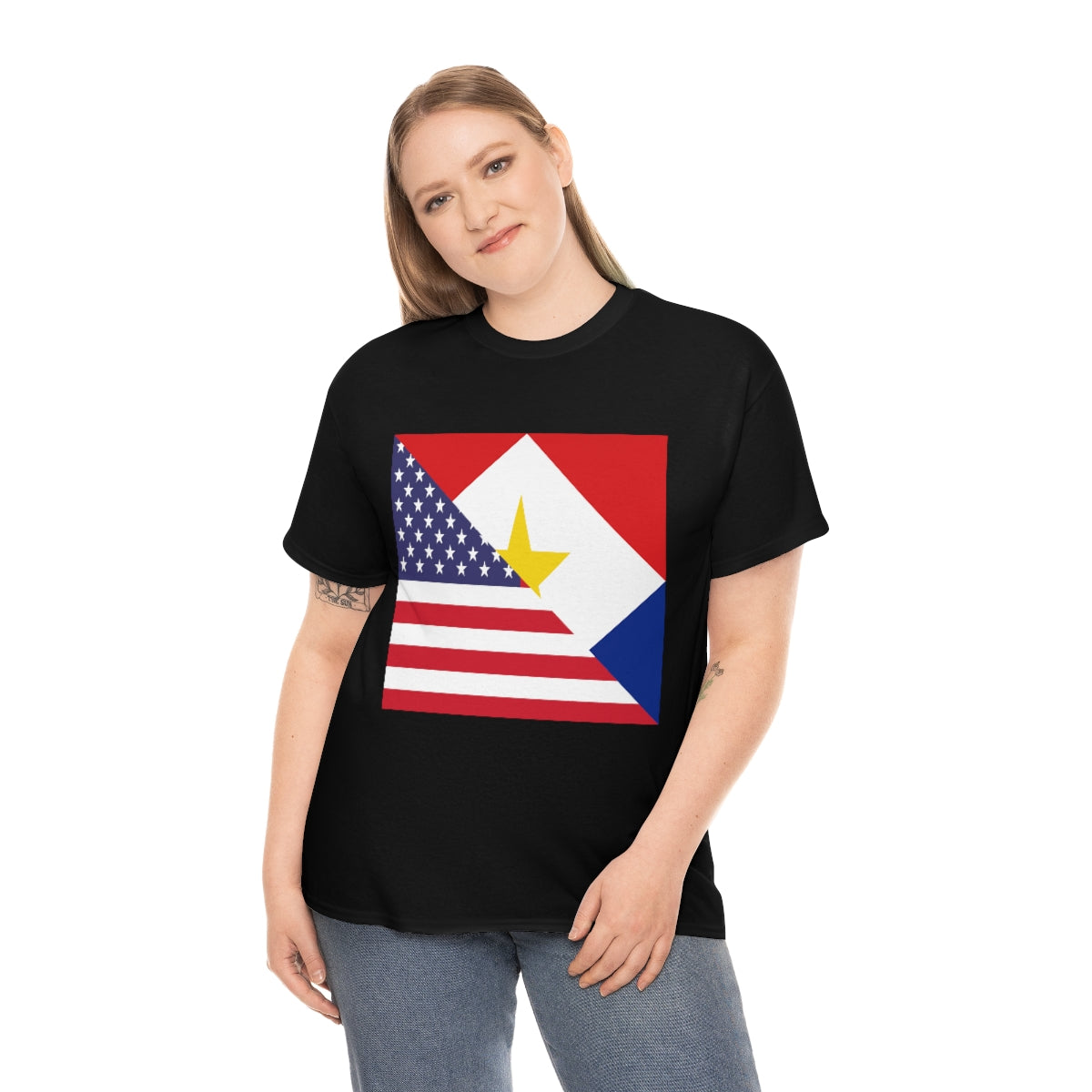 Saba American Flag Half Sabaean USA T-Shirt | Unisex Tee Shirt