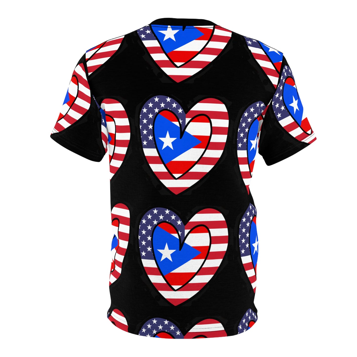 Puerto Rican American Heart Unisex AOP Cut & Sew Tee | PR USA