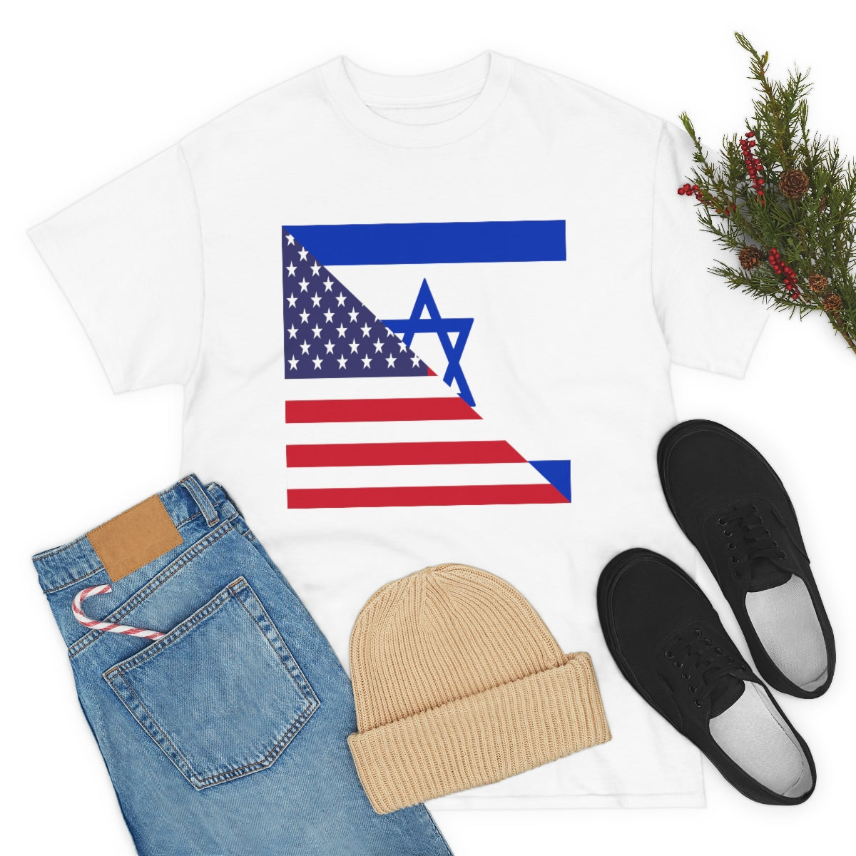 Israel American Flag Half Israeli USA T-Shirt | Unisex Tee Shirt