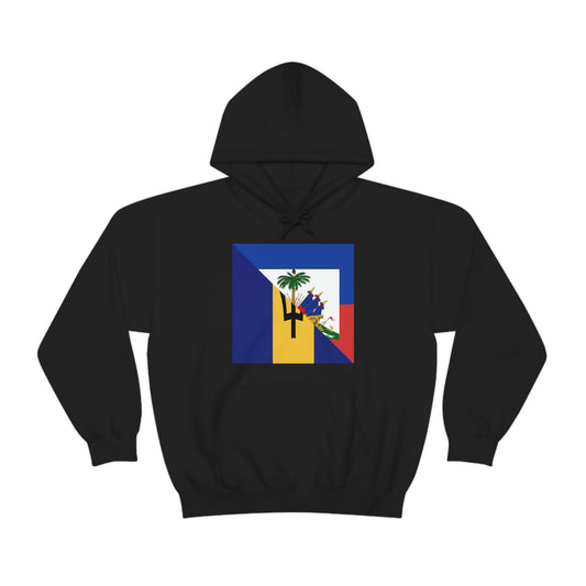 Haitian Bajan Flag Half Haiti Barbados Hoodie | Unisex Pullover Hooded Sweatshirt