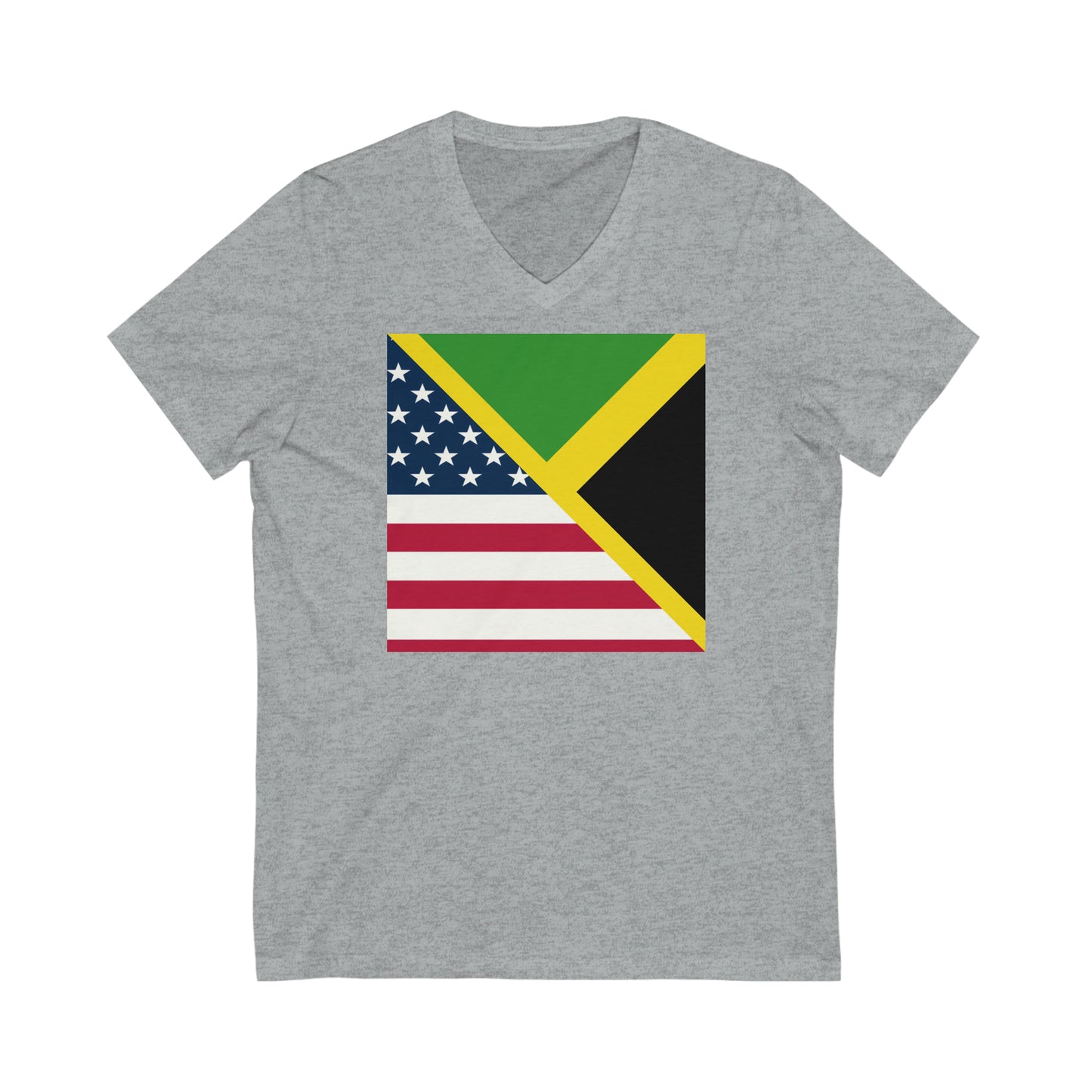 Jamaican American Flag | Jamaica United States V-Neck T-Shirt | Unisex Vee Shirt