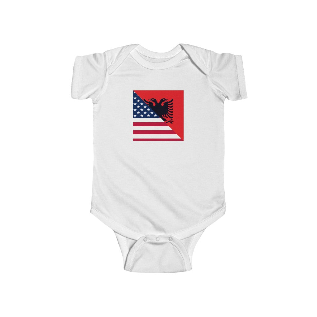 Albania America Flag Baby Bodysuit | USA Albanian Clothing