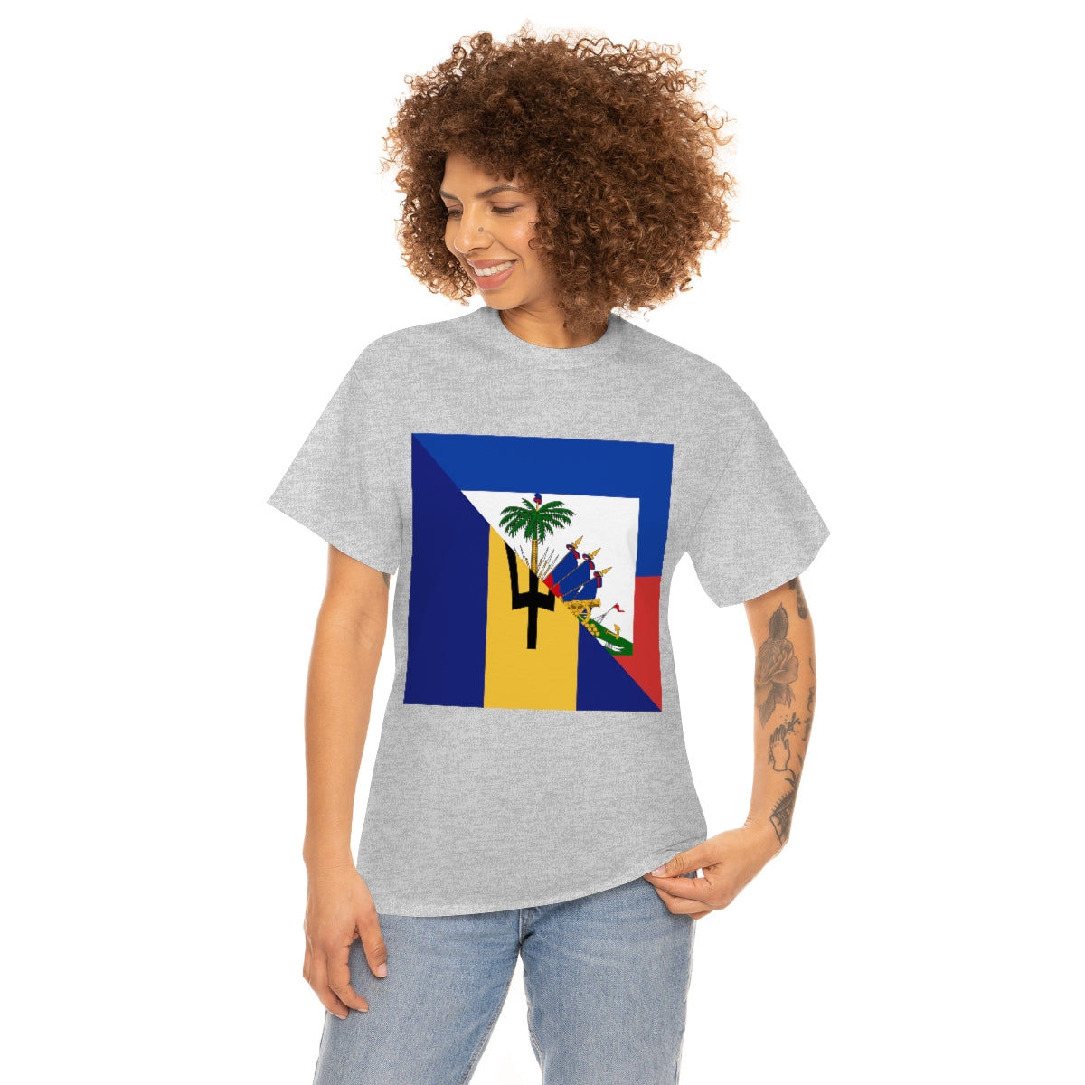 Bajan Haitian Flag Tee Shirt | Unisex Barbados Haiti USA Tshirt