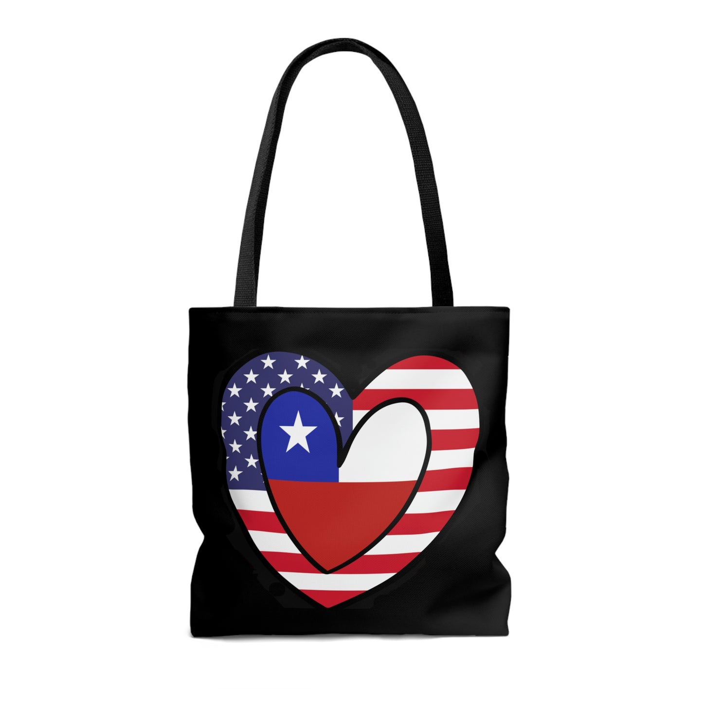 Chilean American Heart Valentines Day Gift Half Chile USA Flag Tote Bag | Shoulder Bag