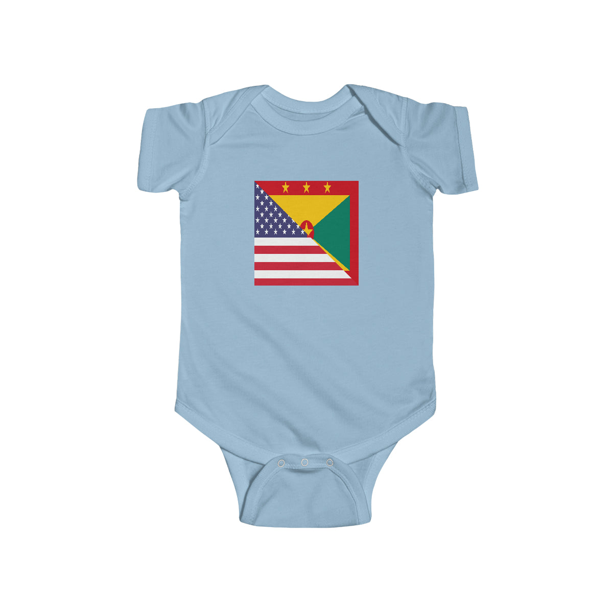 Grenadan American Flag Half Grenada USA Baby Bodysuit | Newborn Boy Girl