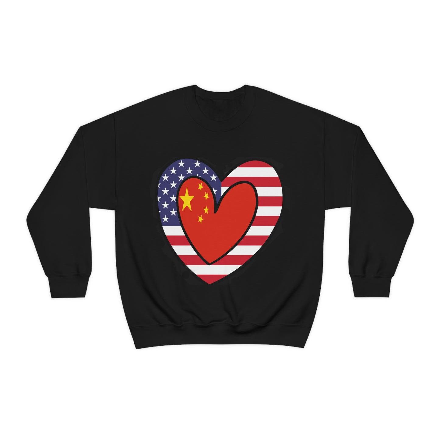 Chinese American Heart Valentines Day Gift Sweatshirt | Unisex China USA Flag