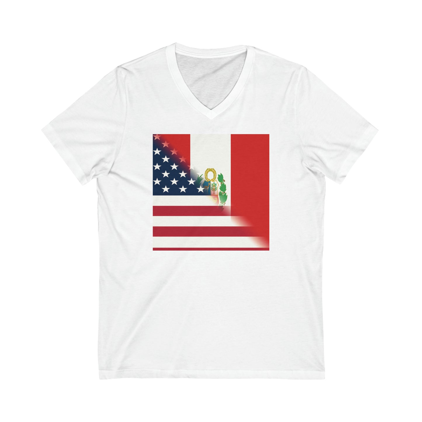 Peru America Flag | Peruvian American Flag V-Neck T-Shirt | Unisex Vee Shirt