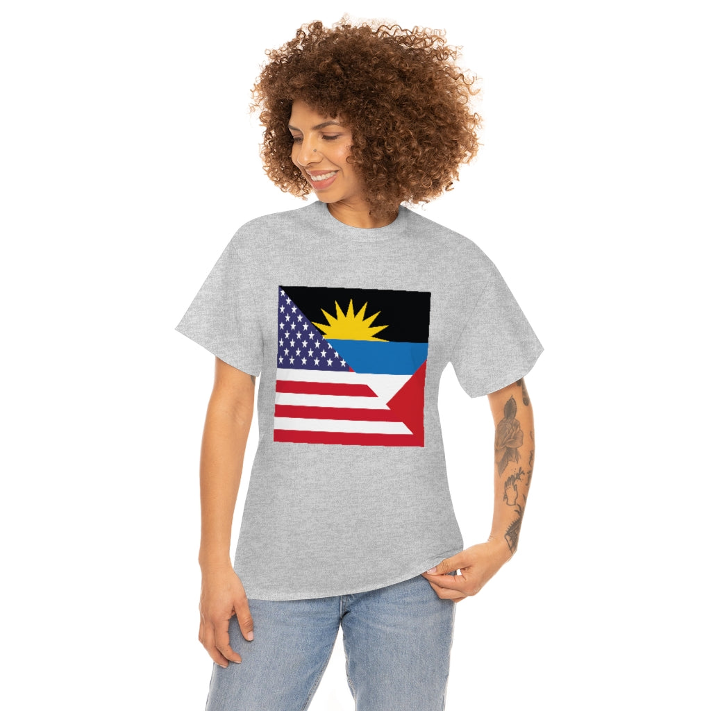 Antigua and Barbuda American Flag Tee Shirt | Antiguan USA Tshirt