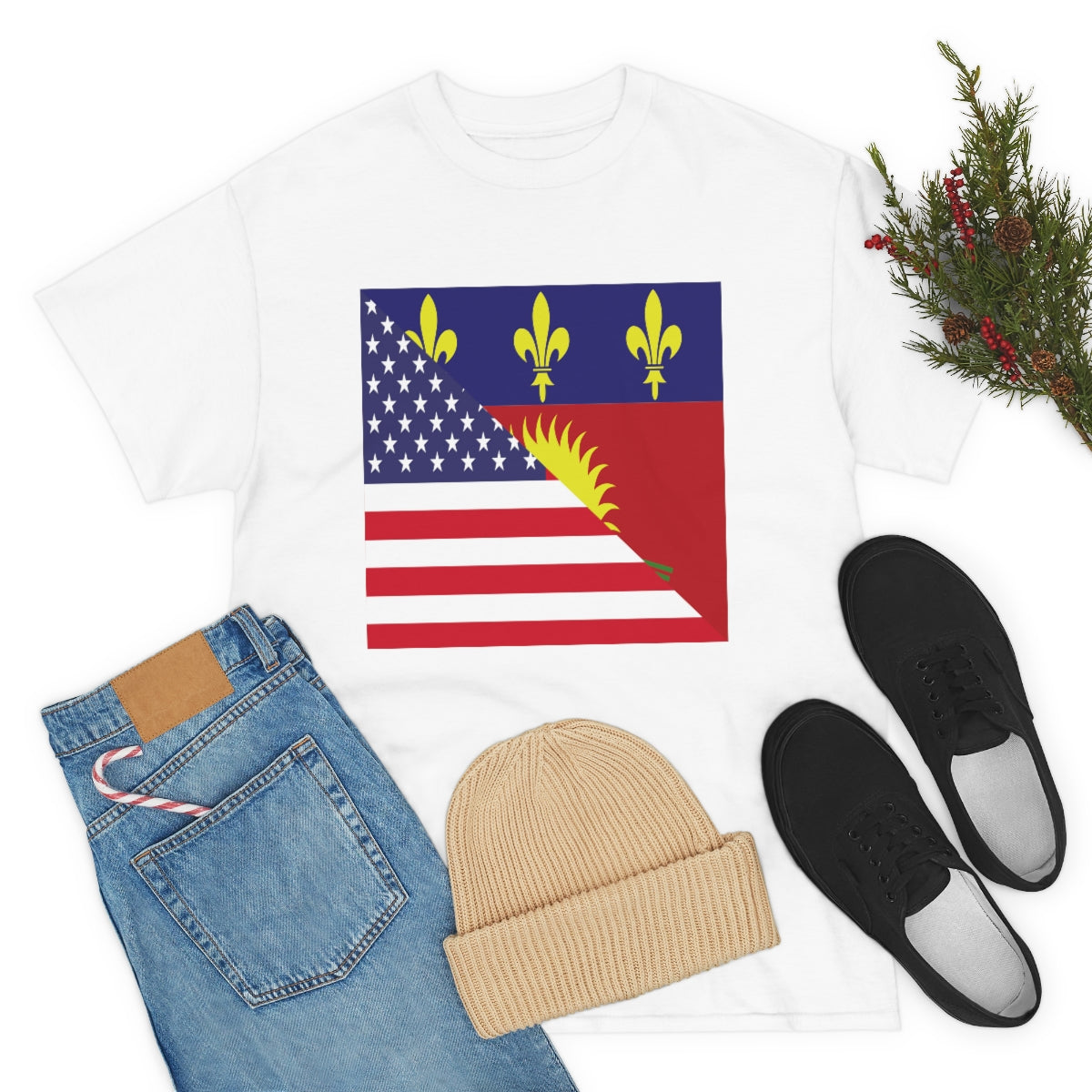 Guadeloupe American Flag Half Guadeloupean USA T-Shirt | Unisex Tee Shirt