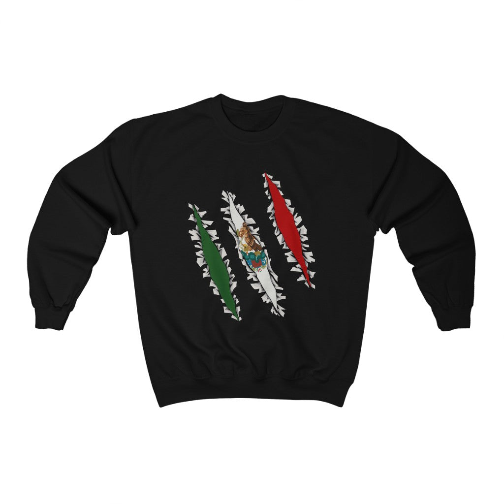 Slashed Mexican Flag Sweatshirt | Mexico Men Women Pullover