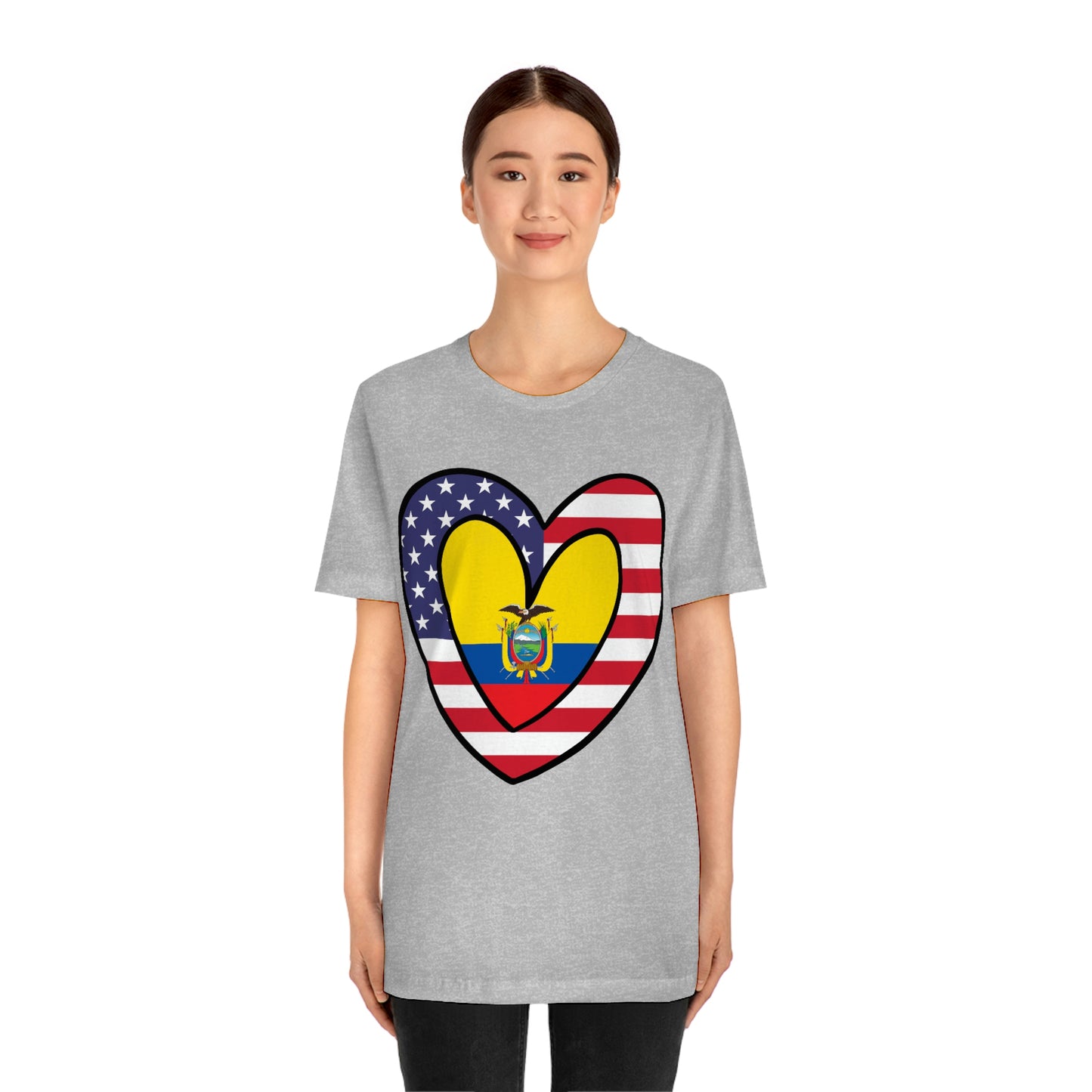 Ecuadorian American Heart Valentines Day Gift Tee Shirt | Half Ecuador USA Flag T-Shirt