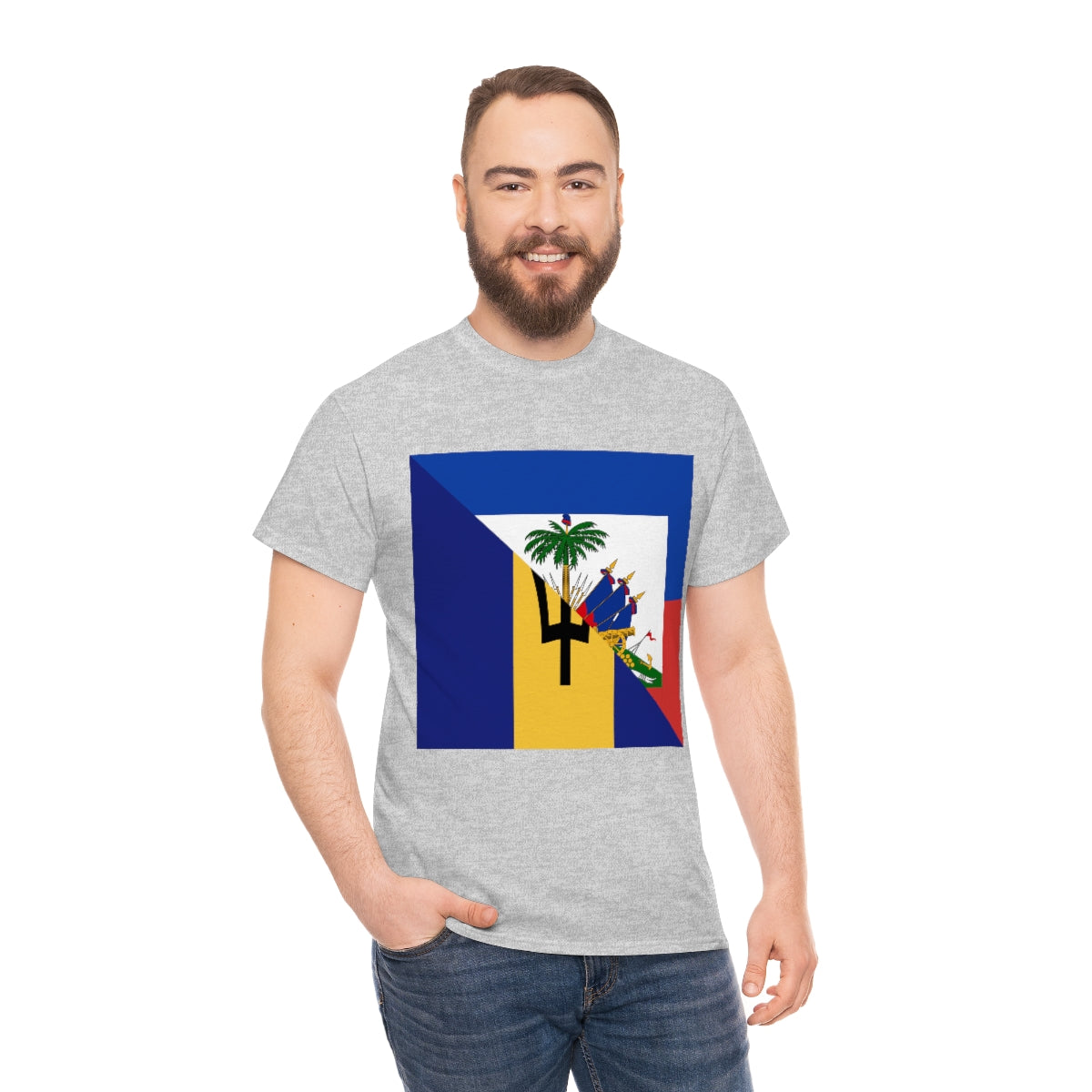 Haitian Bajan Flag Half Haiti Barbados T-Shirt | Unisex Tee Shirt