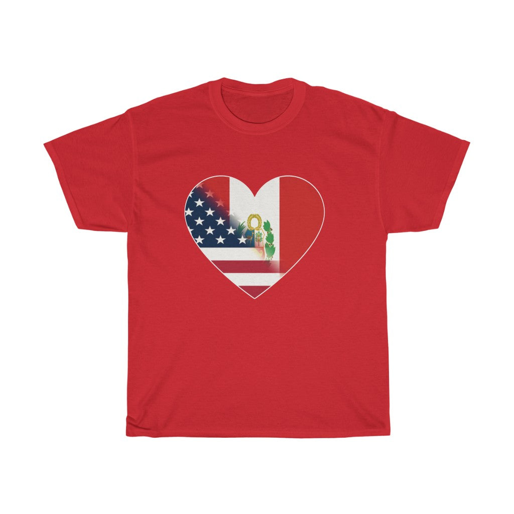 Peruvian American Heart Flag Tee | Unisex Peru USA Shirt