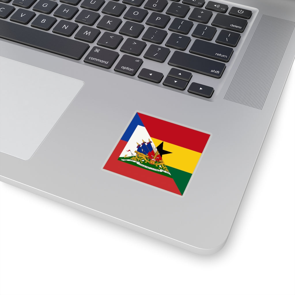 Half Haitian-Ghanaian Flag Sticker | Haiti Ghana Flag Sticker