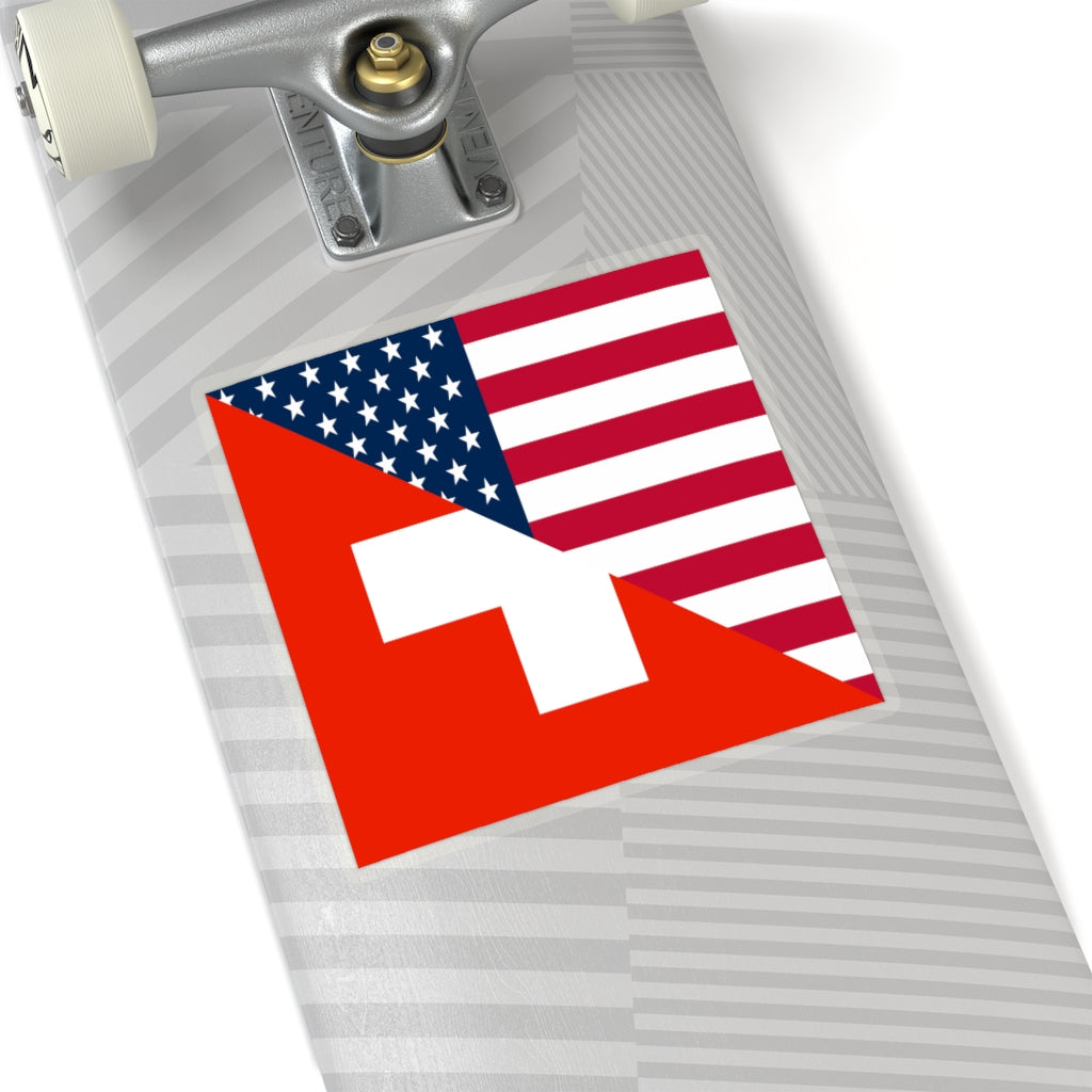 Swiss American Flag Sticker | Switzerland USA Stickers