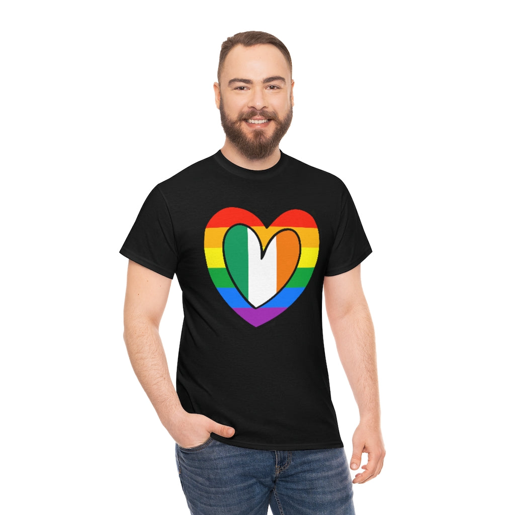 Irish Rainbow Flag Heart T-Shirt | Unisex Ireland Pride Month Tee