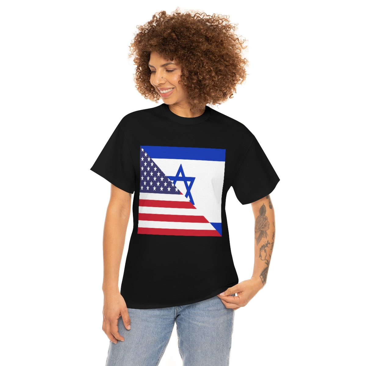 Israel American Flag Half Israeli USA T-Shirt | Unisex Tee Shirt