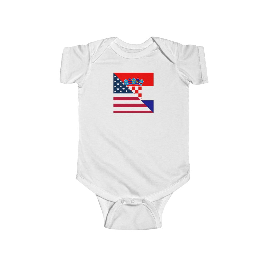 Croatian American Flag Baby Bodysuit | Unisex Half Croatia USA