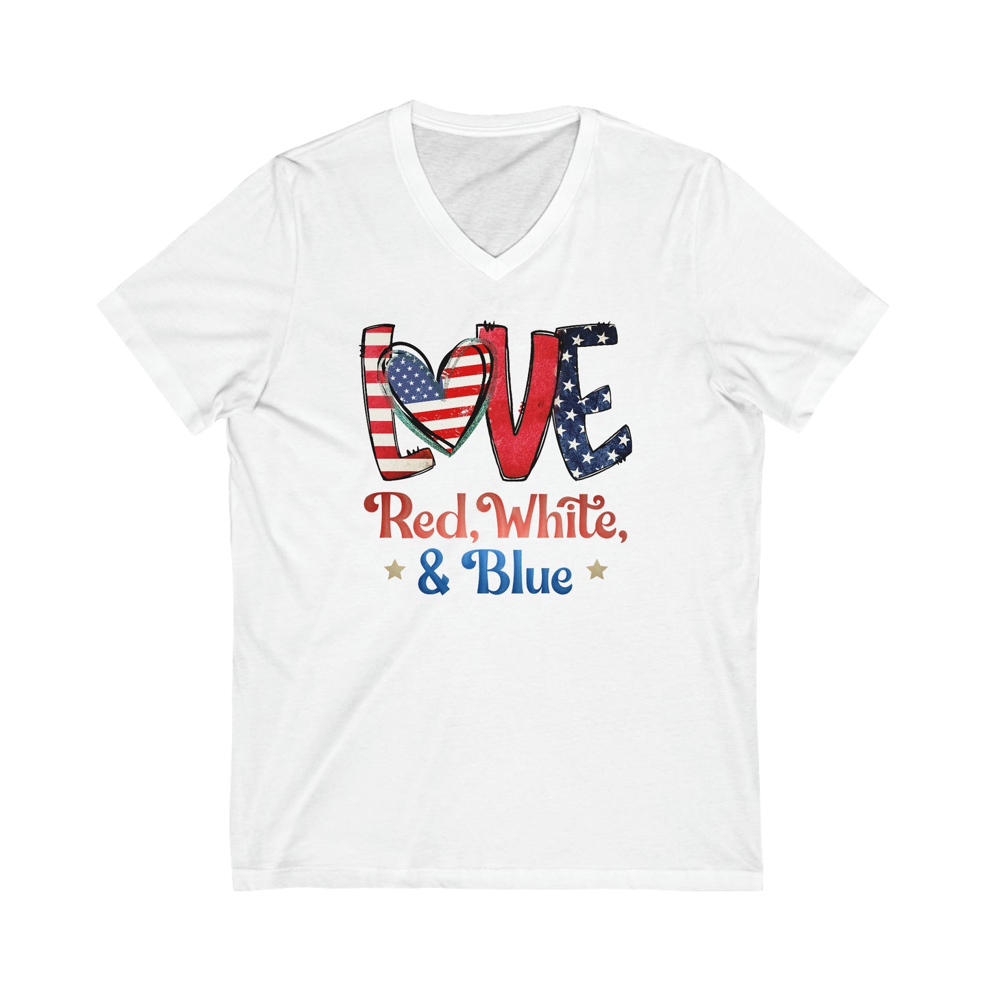 Love Red White And Blue V-Neck T-Shirt | Unisex Vee Shirt